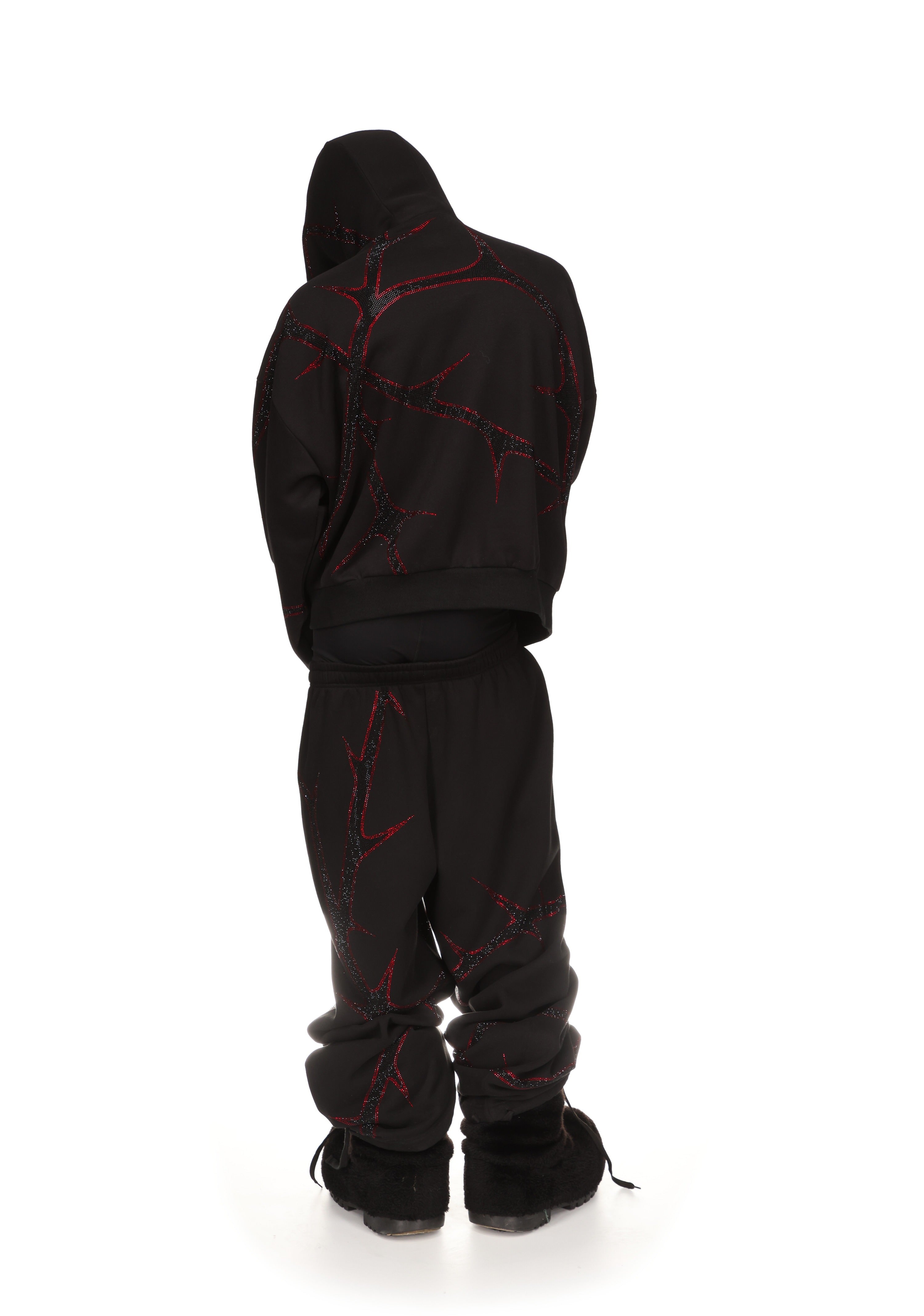 Thorn Rhinestone Zip Hoodie Black And Red – NAMED COLLECTIVE®