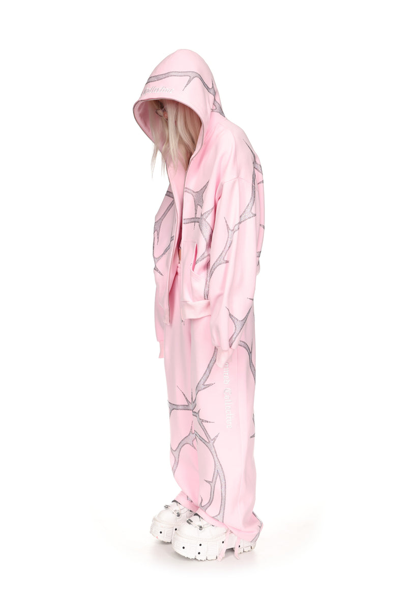 THORN RHINESTONE OVERSIZED SWEATPANTS BABY PINK