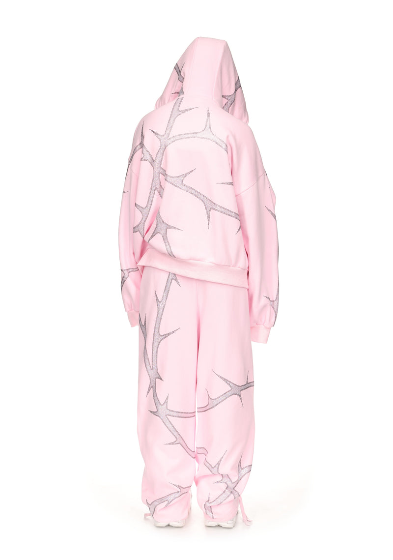 THORN RHINESTONE OVERSIZED SWEATPANTS BABY PINK