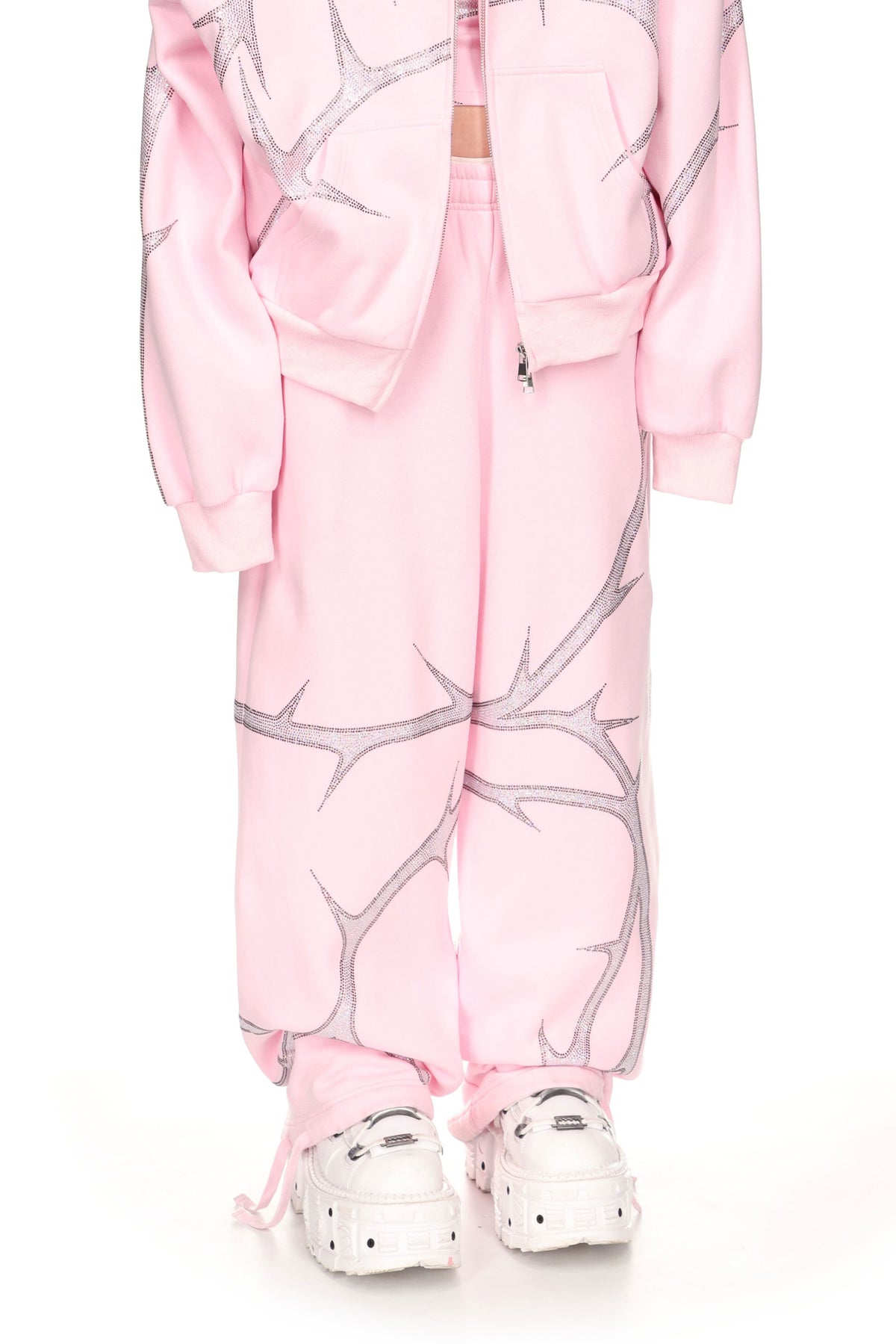 THORN RHINESTONE OVERSIZED SWEATPANTS BABY PINK