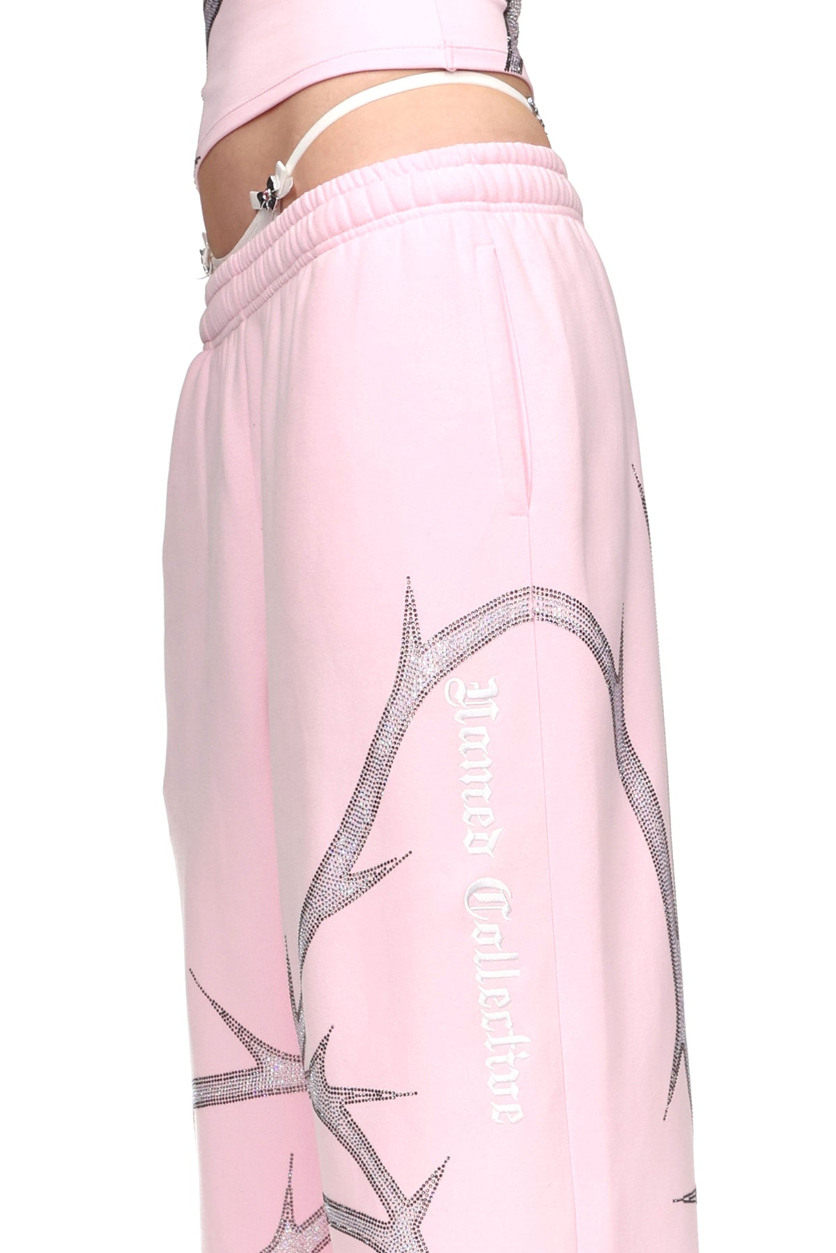THORN RHINESTONE OVERSIZED SWEATPANTS BABY PINK