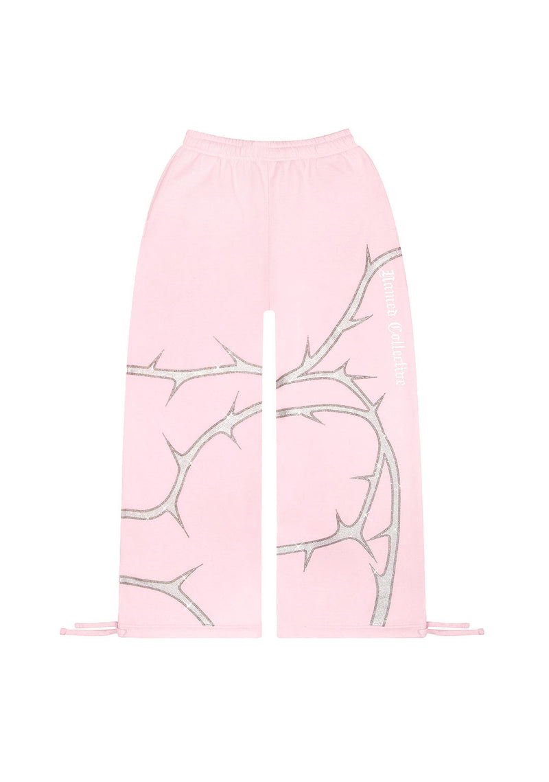 THORN RHINESTONE OVERSIZED SWEATPANTS BABY PINK