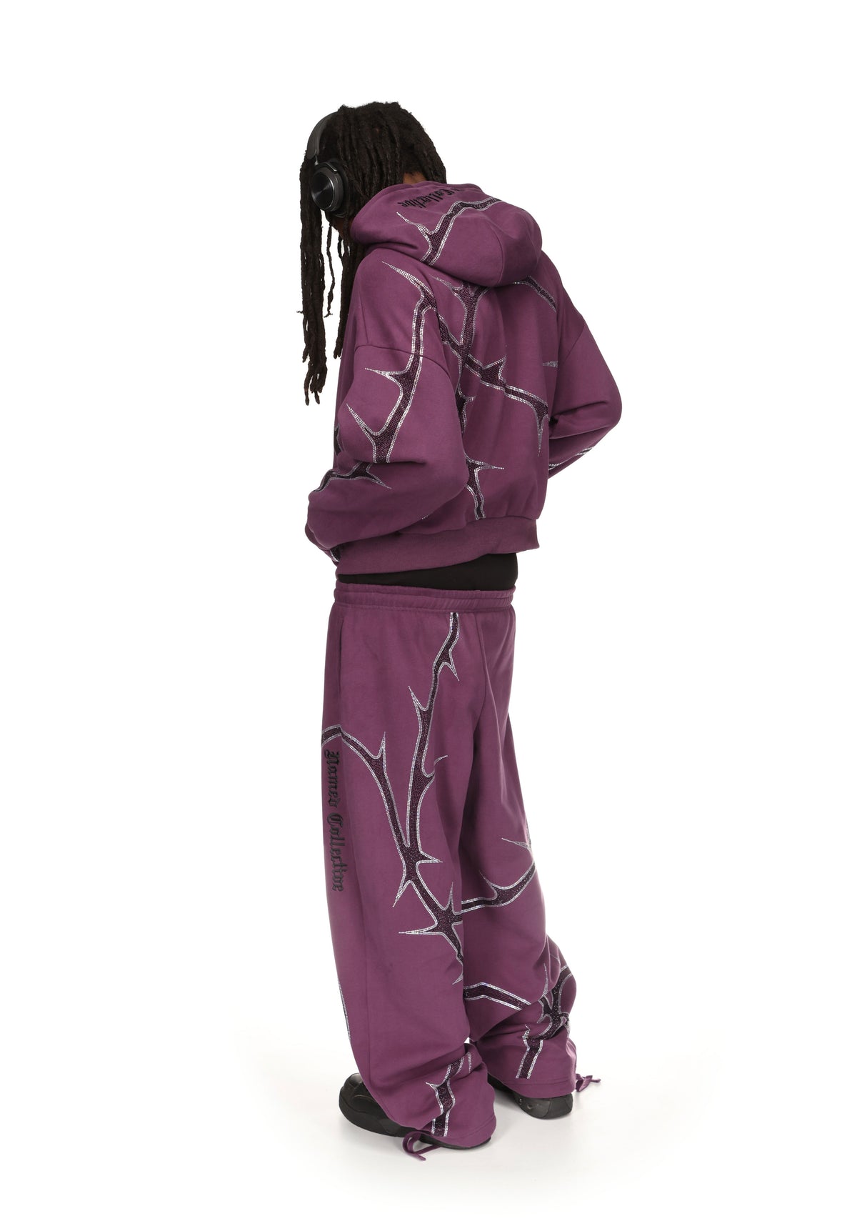 THORN STUDDED OVERSIZED SWEATPANTS DEEP PURPLE