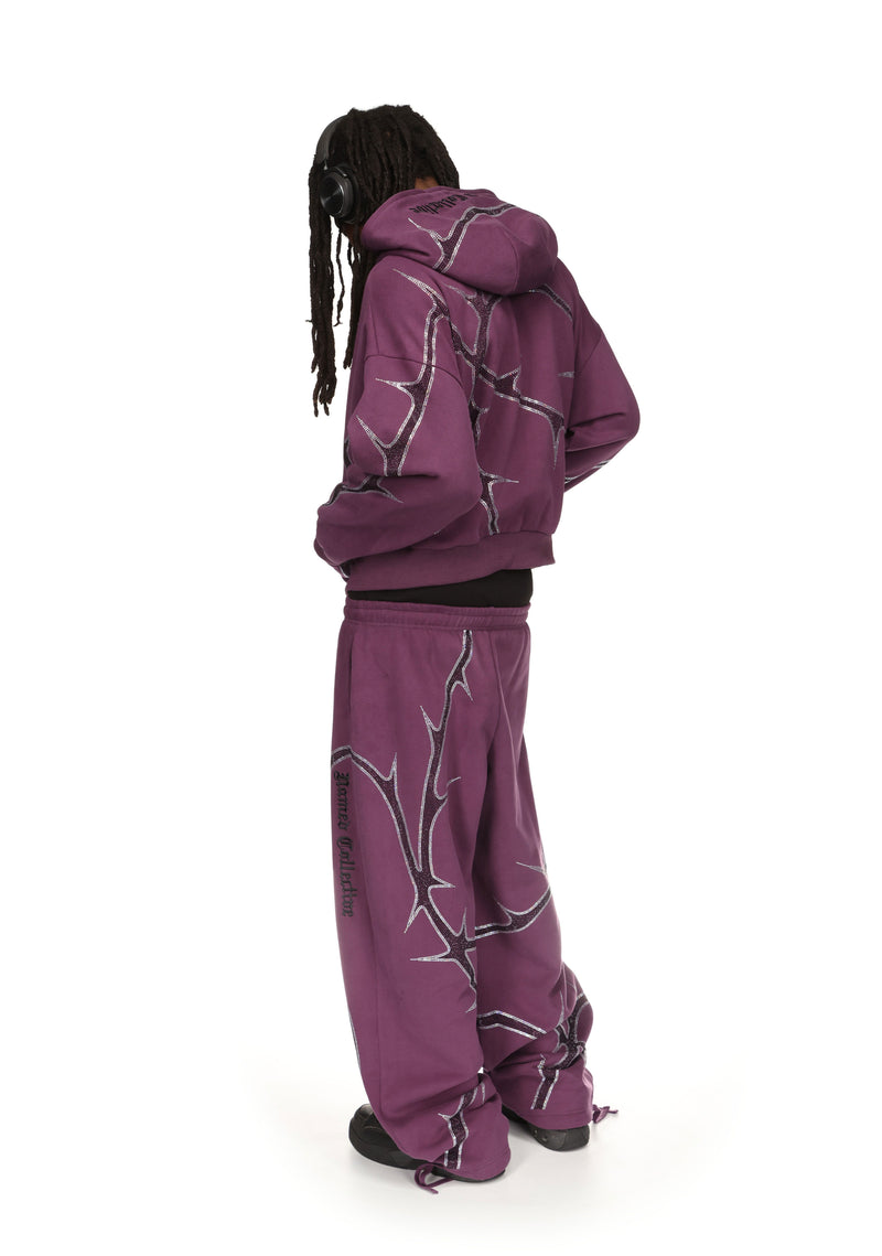 THORN STUDDED OVERSIZED SWEATPANTS DEEP PURPLE
