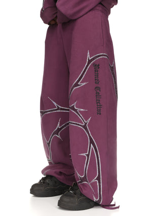 THORN RHINESTONE OVERSIZED SWEATPANTS DEEP PURPLE
