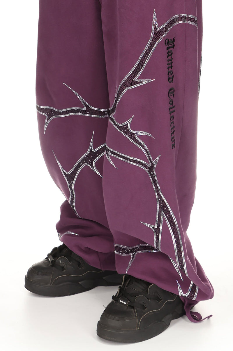 THORN STUDDED OVERSIZED SWEATPANTS DEEP PURPLE