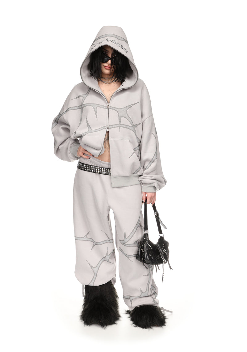 THORN STUDDED OVERSIZED SWEATPANTS SMOKE GREY