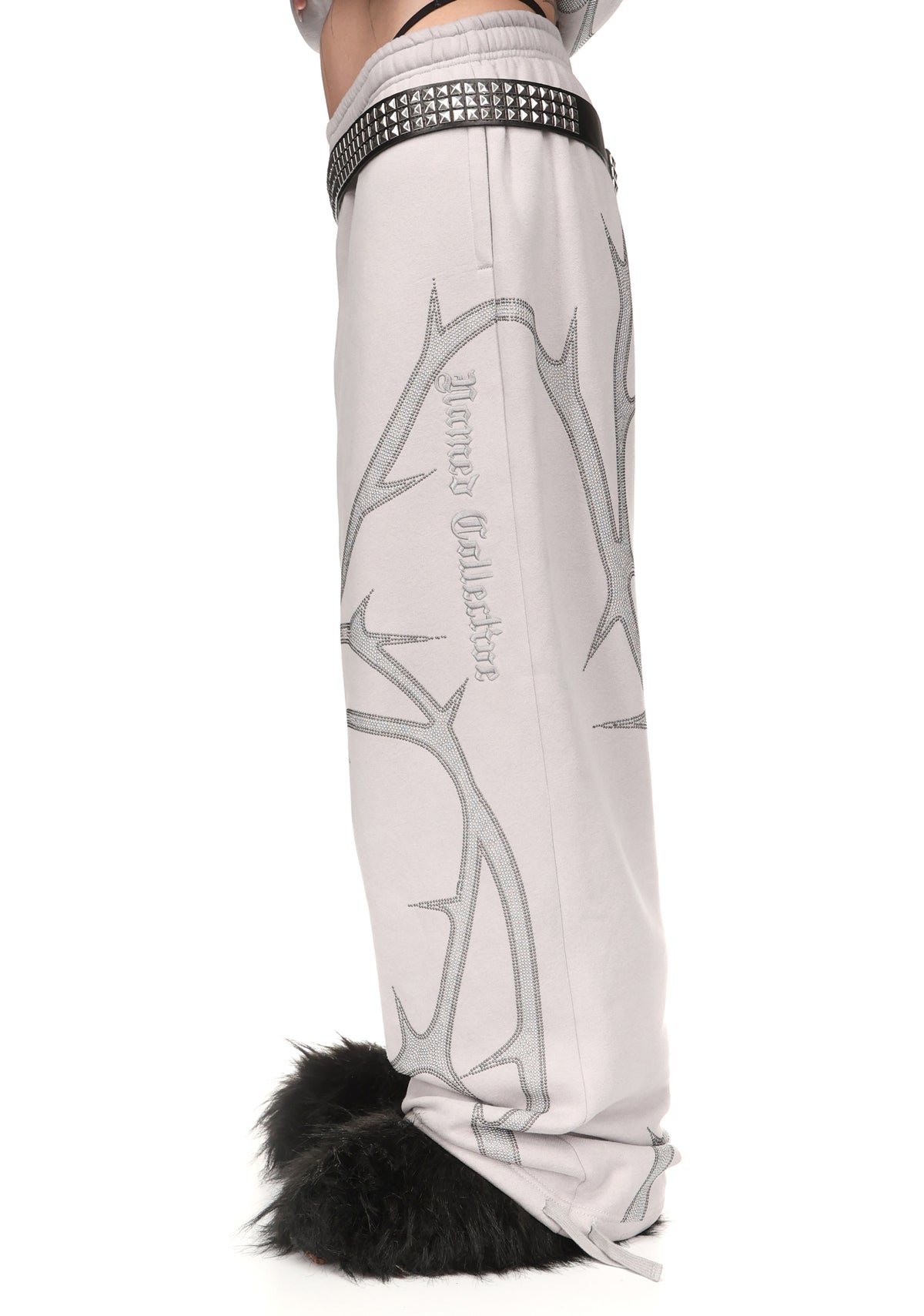 THORN STUDDED OVERSIZED SWEATPANTS SMOKE GREY
