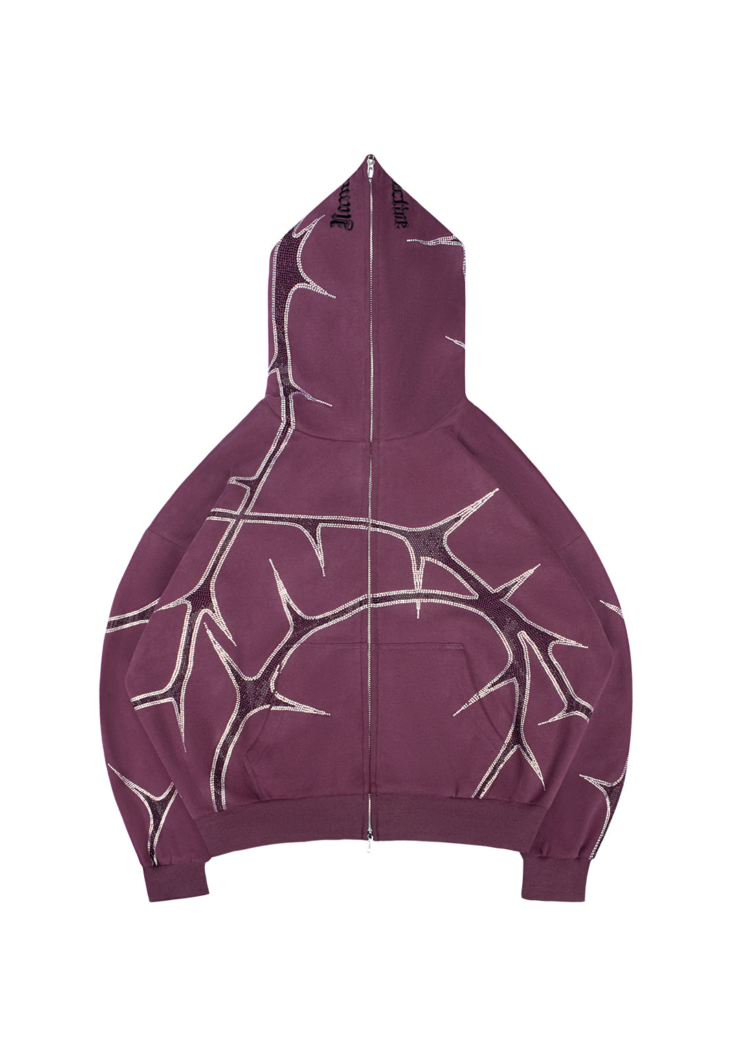 THORN STUDDED ZIP HOODIE DEEP PURPLE