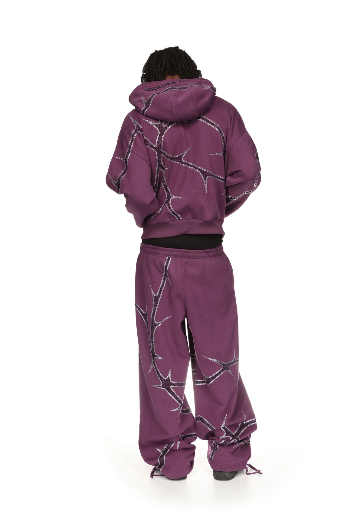 THORN STUDDED ZIP HOODIE DEEP PURPLE