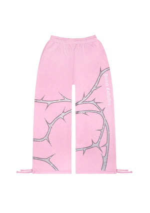 THORN RHINESTONE OVERSIZED SWEATPANTS BABY PINK