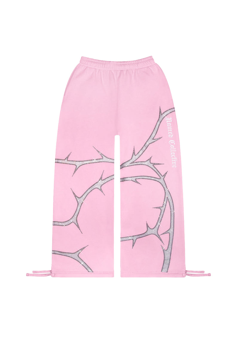 THORN RHINESTONE OVERSIZED SWEATPANTS BABY PINK