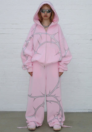 THORN RHINESTONE OVERSIZED SWEATPANTS BABY PINK