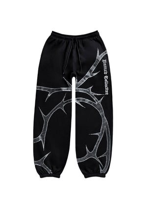 THORN RHINESTONE SWEATPANTS BLACK