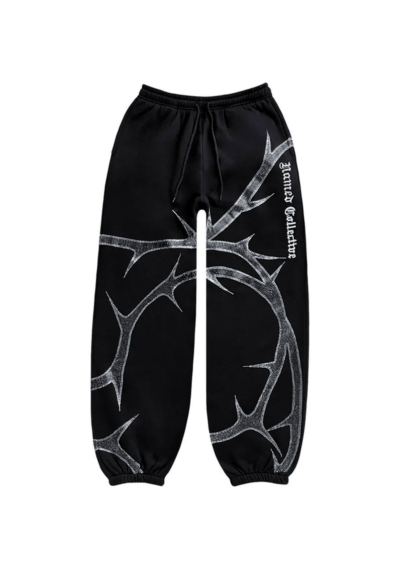 THORN RHINESTONE SWEATPANTS BLACK