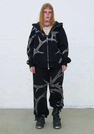 THORN RHINESTONE SWEATPANTS BLACK
