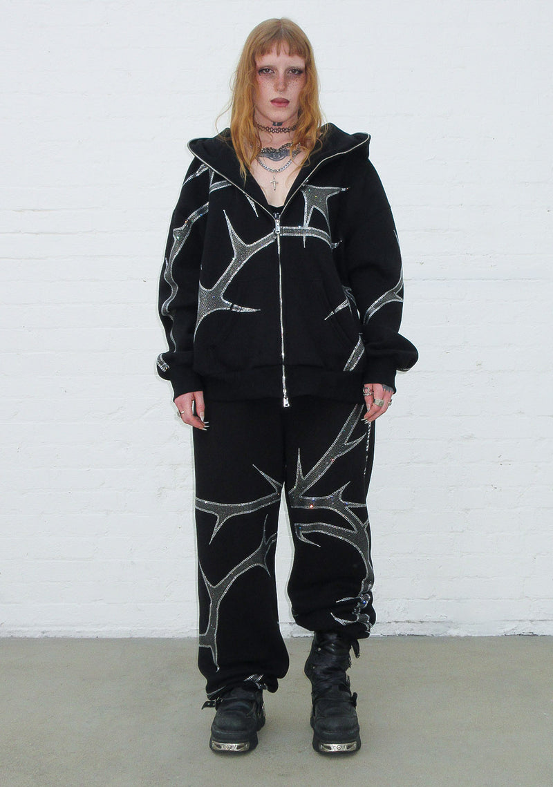 THORN RHINESTONE SWEATPANTS BLACK