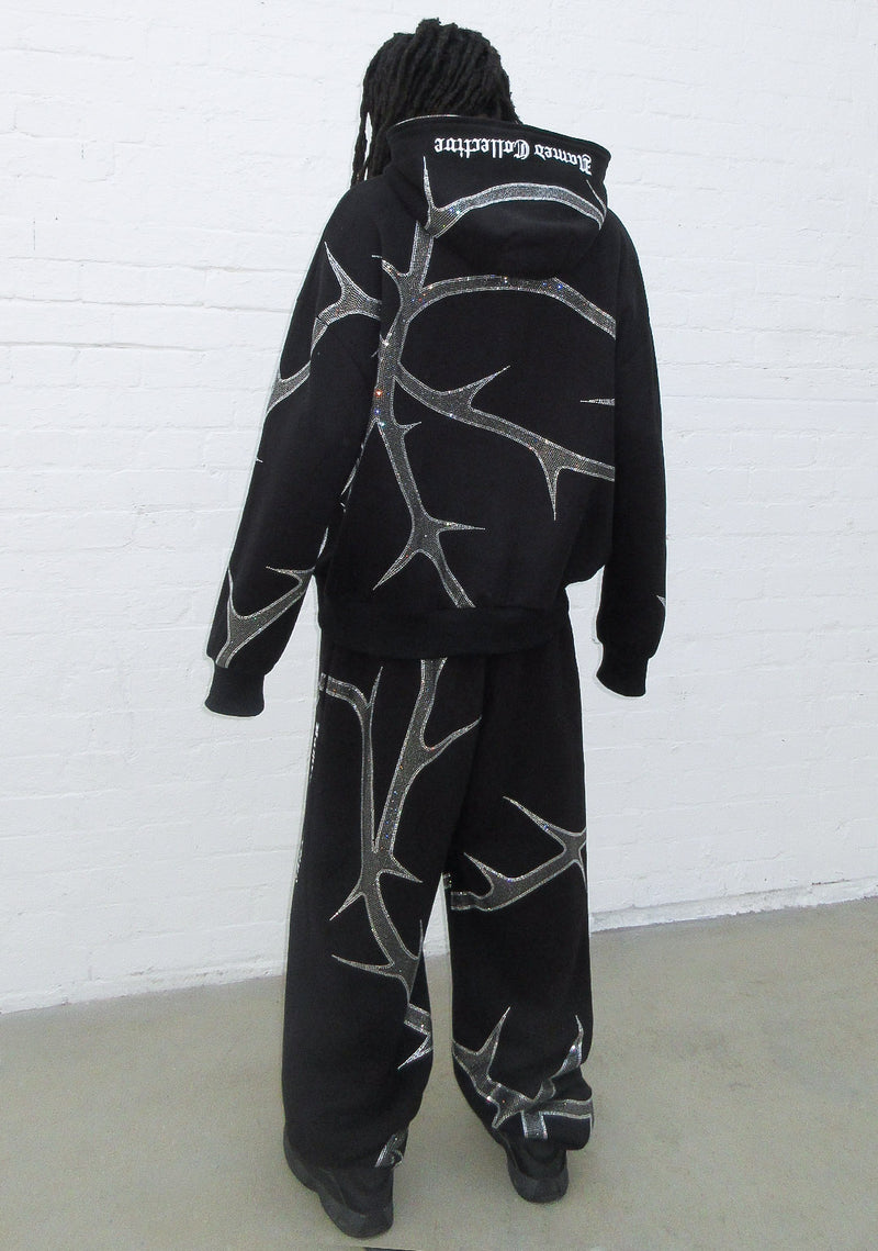 THORN RHINESTONE SWEATPANTS BLACK