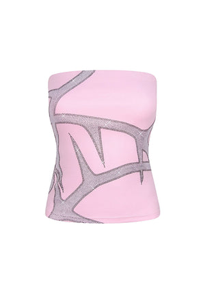 THORN RHINESTONE TUBE TOP BABY PINK