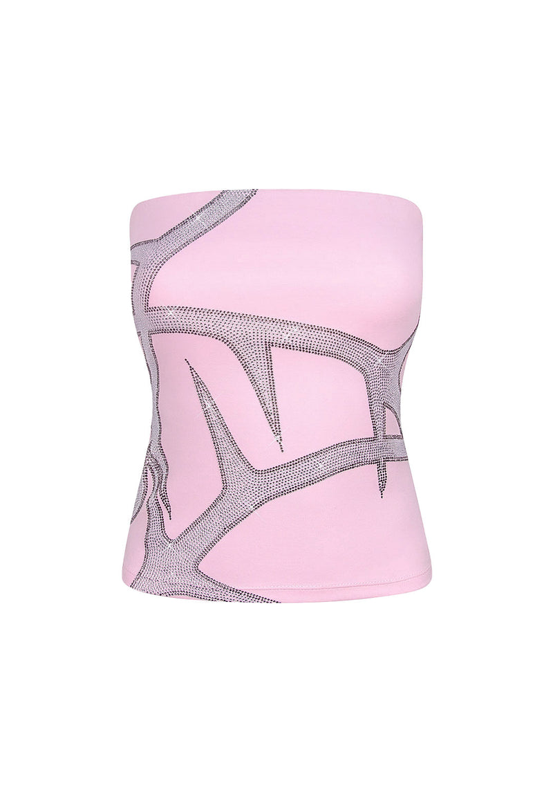 THORN RHINESTONE TUBE TOP BABY PINK