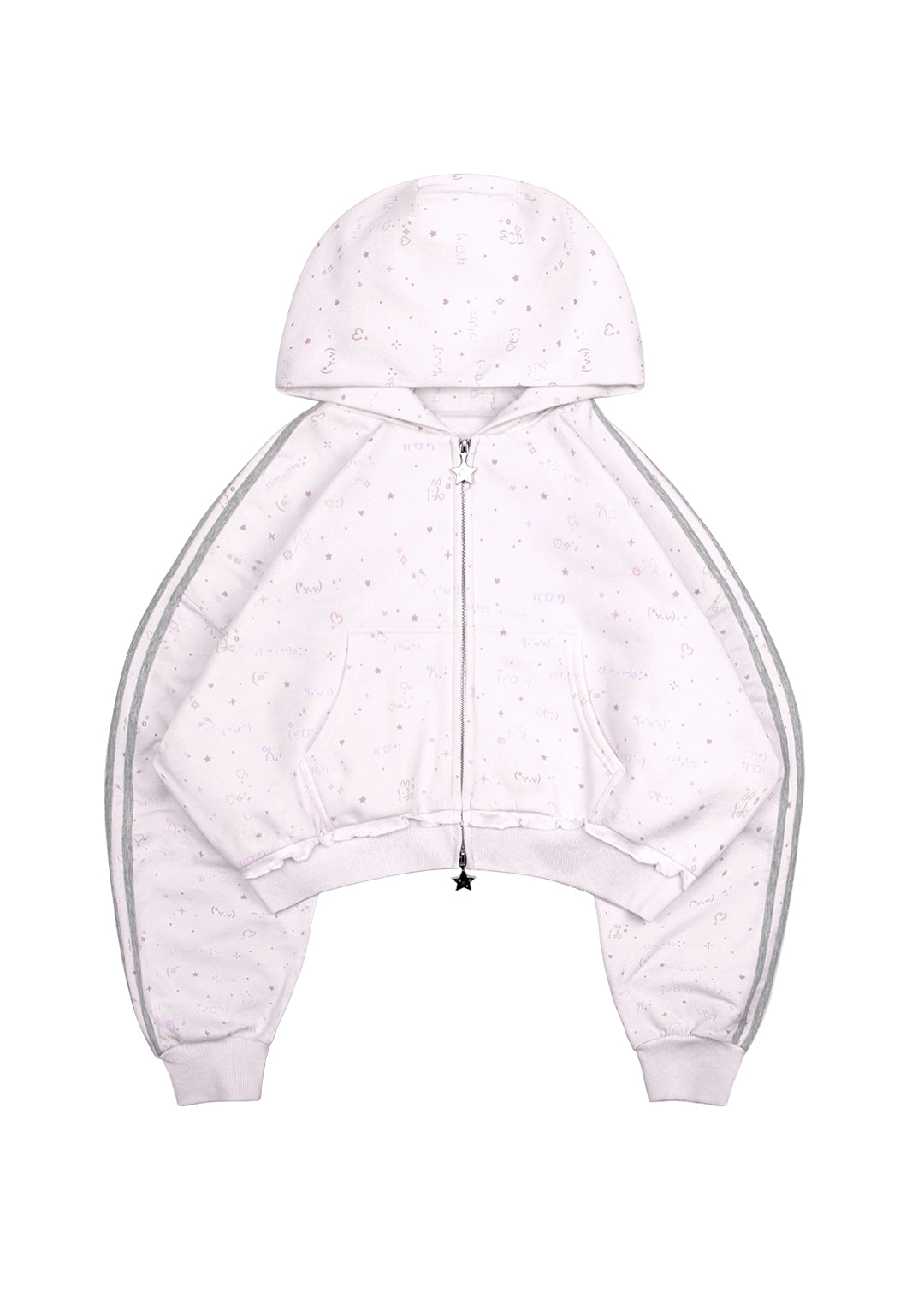 MALFUNCTION SPORTY CROP ZIP HOODIE BABY PINK