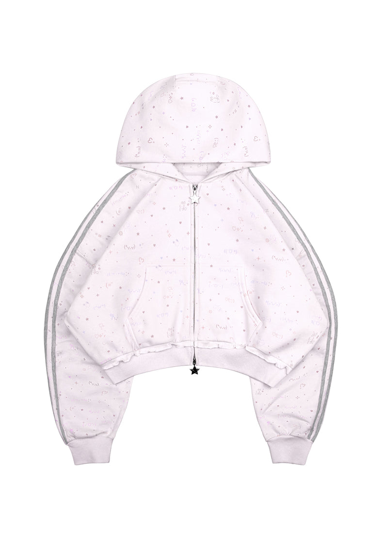MALFUNCTION SPORTY CROP ZIP HOODIE BABY PINK