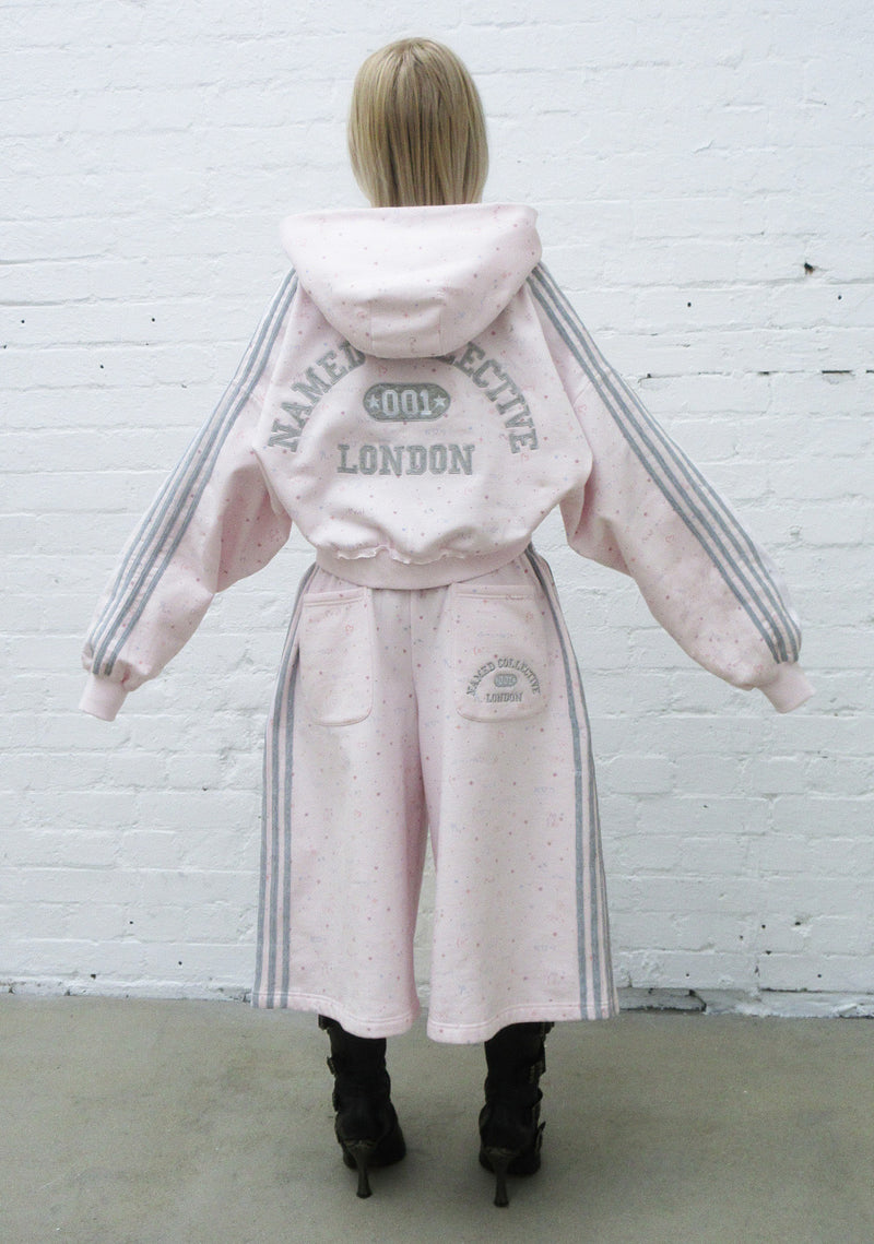 TREASURE SPORTY CROP ZIP HOODIE BABY PINK