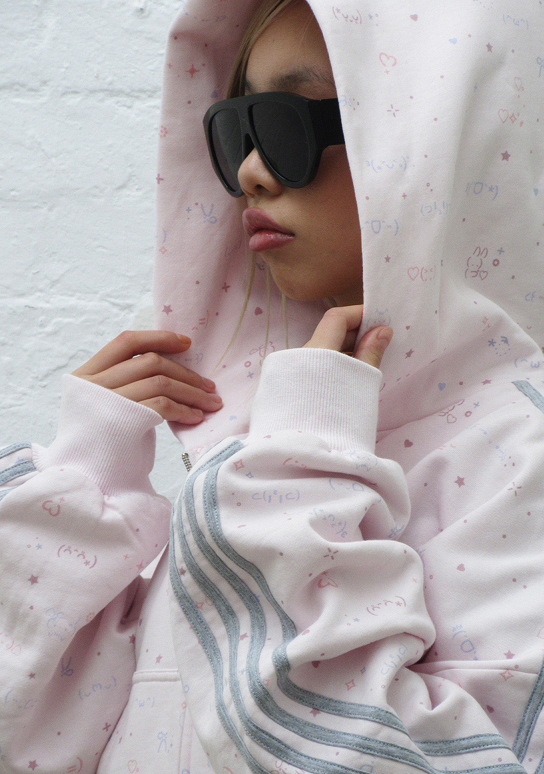 MALFUNCTION SPORTY CROP ZIP HOODIE BABY PINK