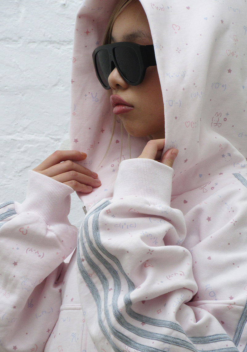 MALFUNCTION SPORTY CROP ZIP HOODIE BABY PINK