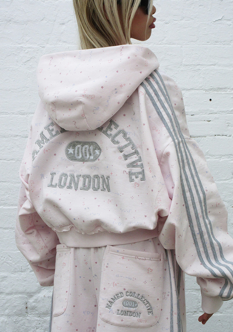 MALFUNCTION SPORTY CROP ZIP HOODIE BABY PINK