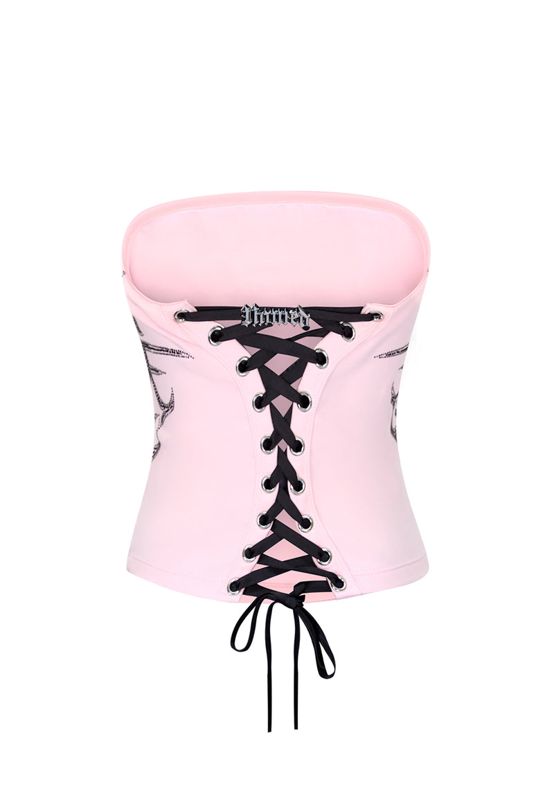 SIGNAL RHINESTONE TUBE TOP BABY PINK