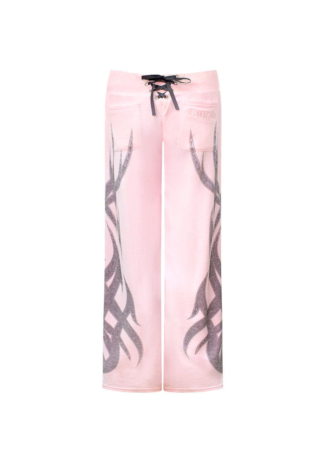 SIGNAL RHINESTONE VELOUR SWEATPANTS BABY PINK