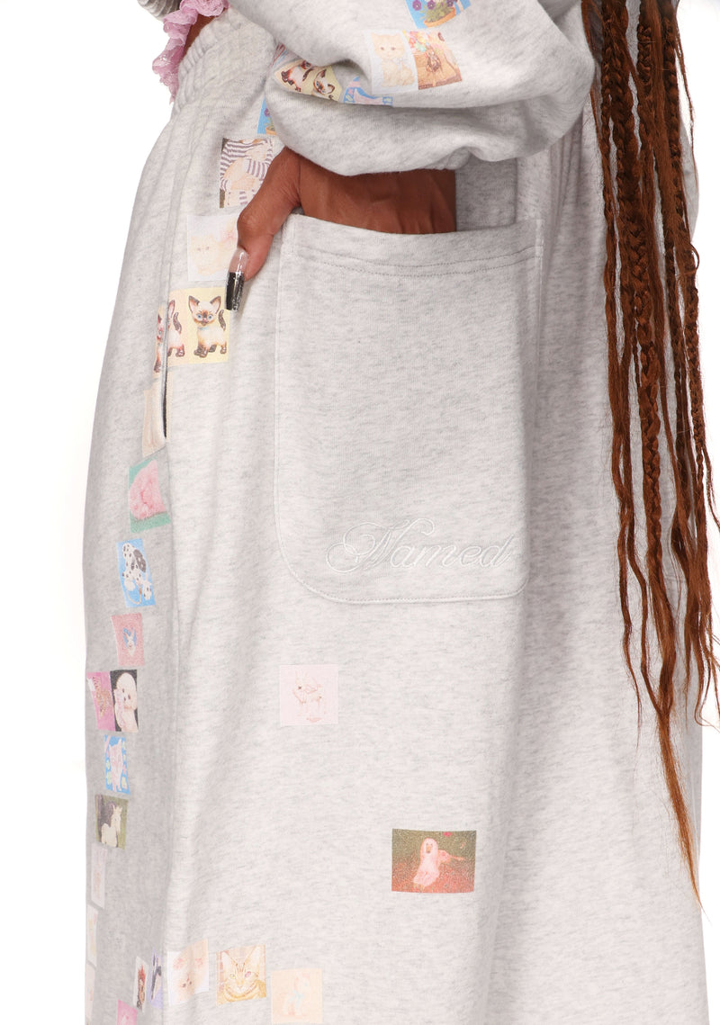 TRINKET MOTIF OVERSIZED SWEATPANTS GREY MARL