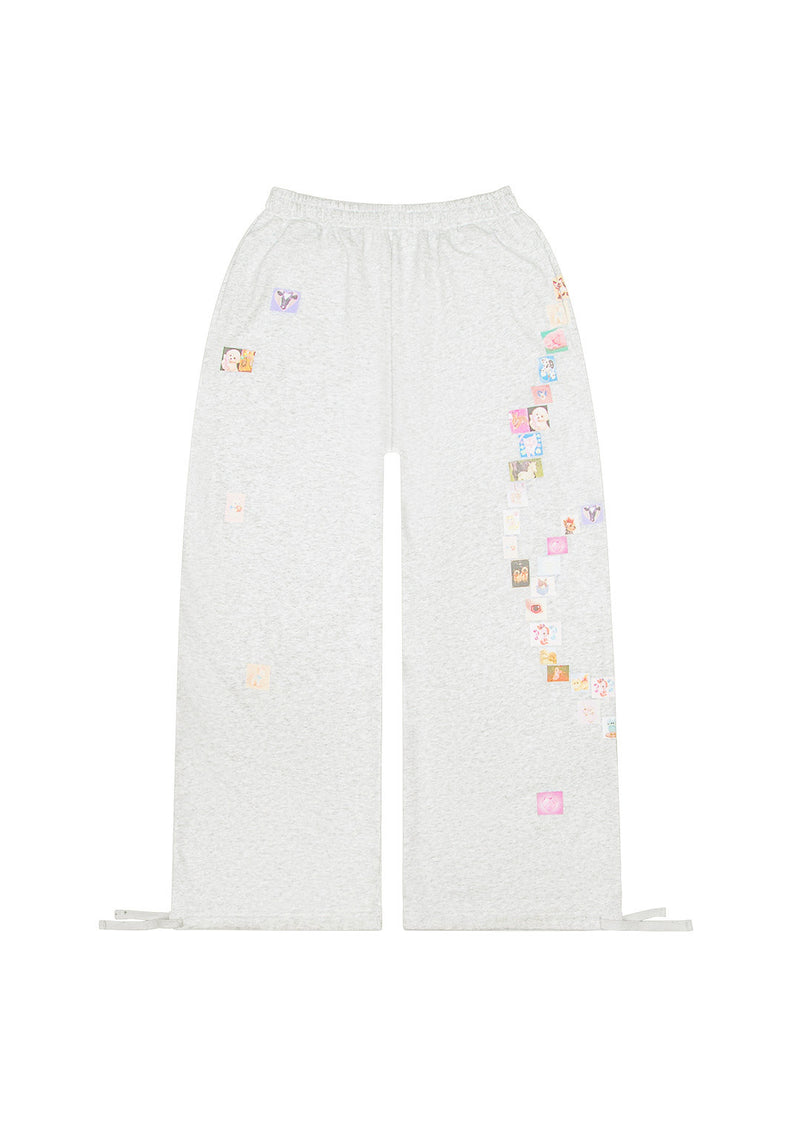TRINKET MOTIF OVERSIZED SWEATPANTS GREY MARL