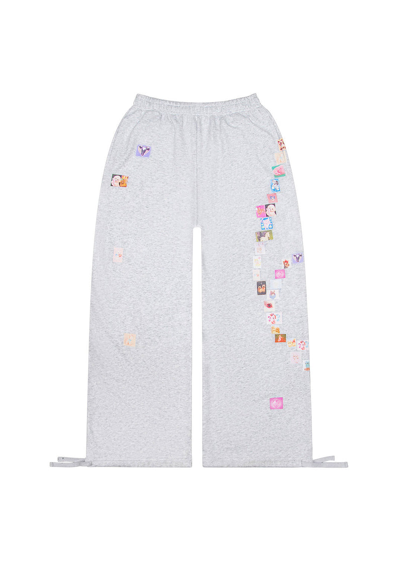 TRINKET MOTIF OVERSIZED SWEATPANTS GREY MARL