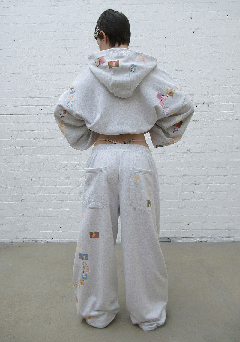 TRINKET MOTIF OVERSIZED SWEATPANTS GREY MARL