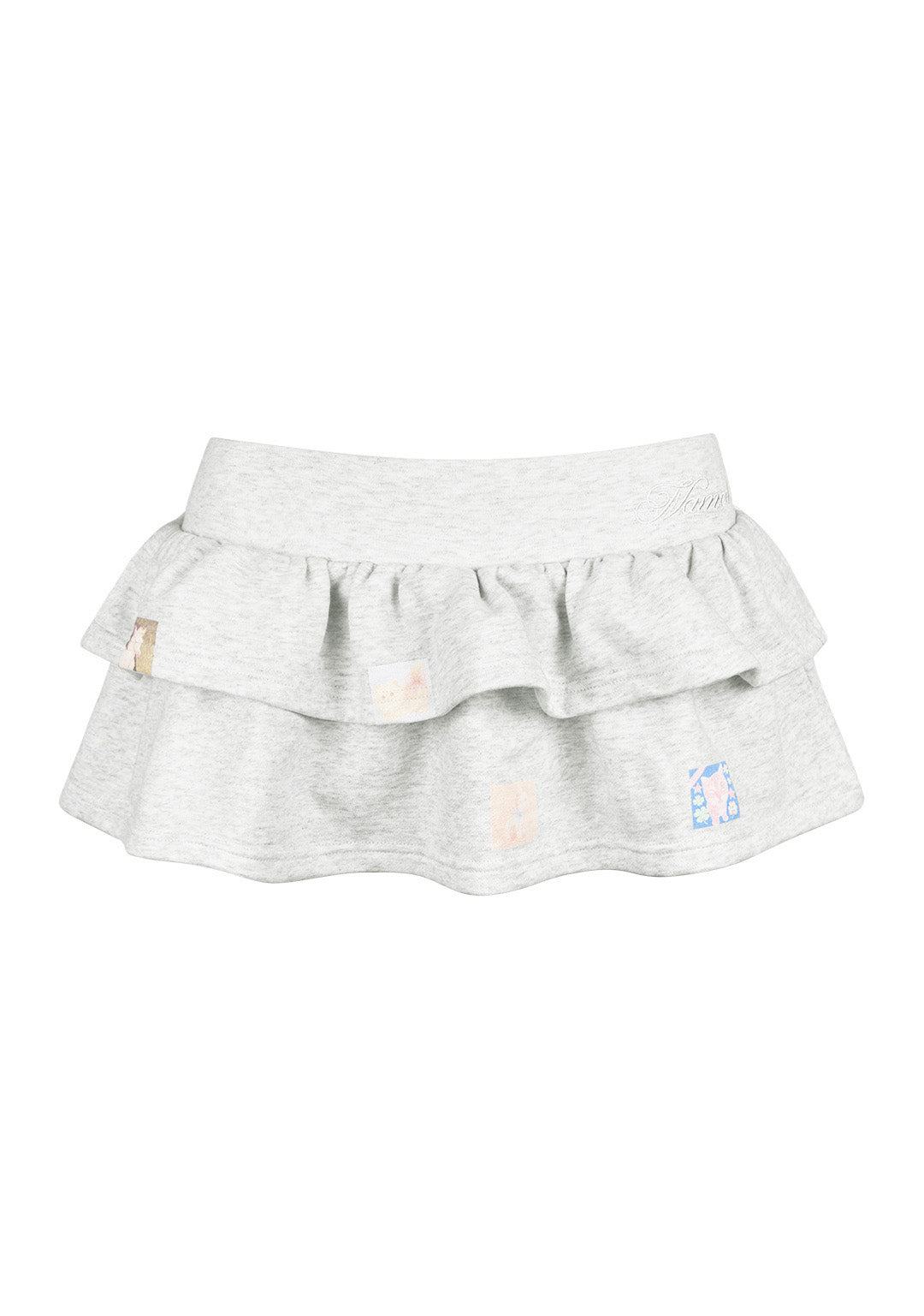 TRINKET MOTIF RUFFLE MICRO SKIRT GREY MARL