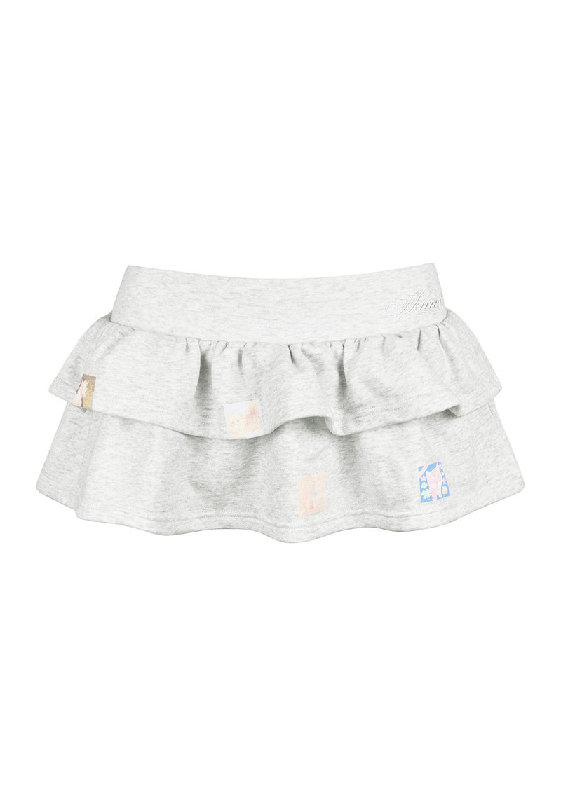 TRINKET MOTIF RUFFLE MICRO SKIRT GREY MARL
