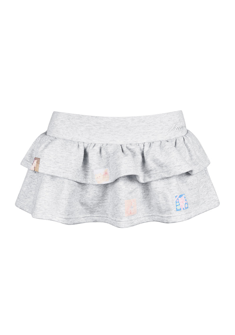 TRINKET MOTIF RUFFLE MICRO SKIRT GREY MARL
