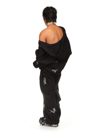 UNREALISTIC IDEALS RHINESTONE OVERSIZED SWEATPANTS BLACK