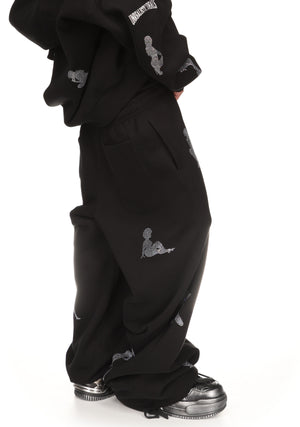 UNREALISTIC IDEALS RHINESTONE OVERSIZED SWEATPANTS BLACK