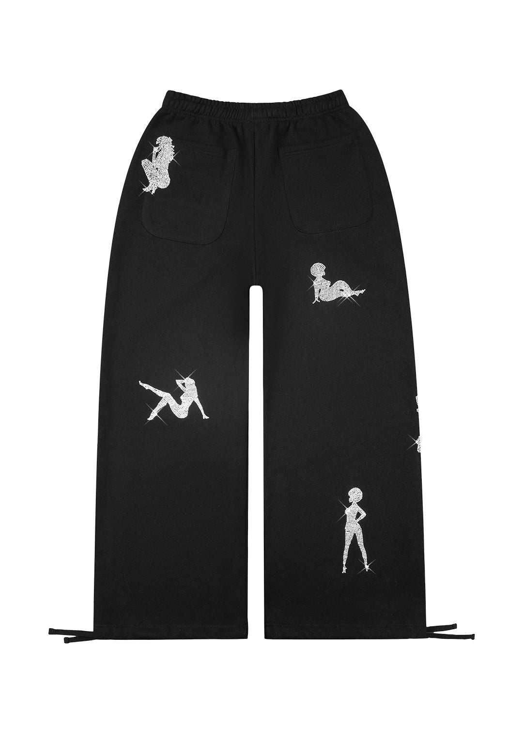 UNREALISTIC IDEALS RHINESTONE OVERSIZED SWEATPANTS BLACK