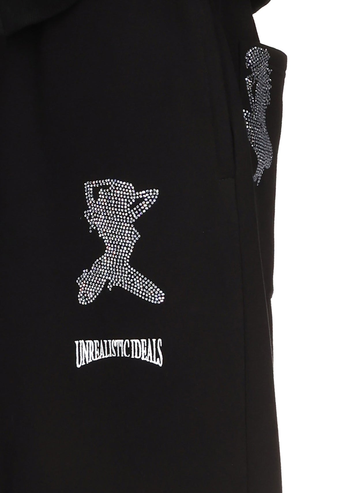 UNREALISTIC IDEALS RHINESTONE OVERSIZED SWEATPANTS BLACK
