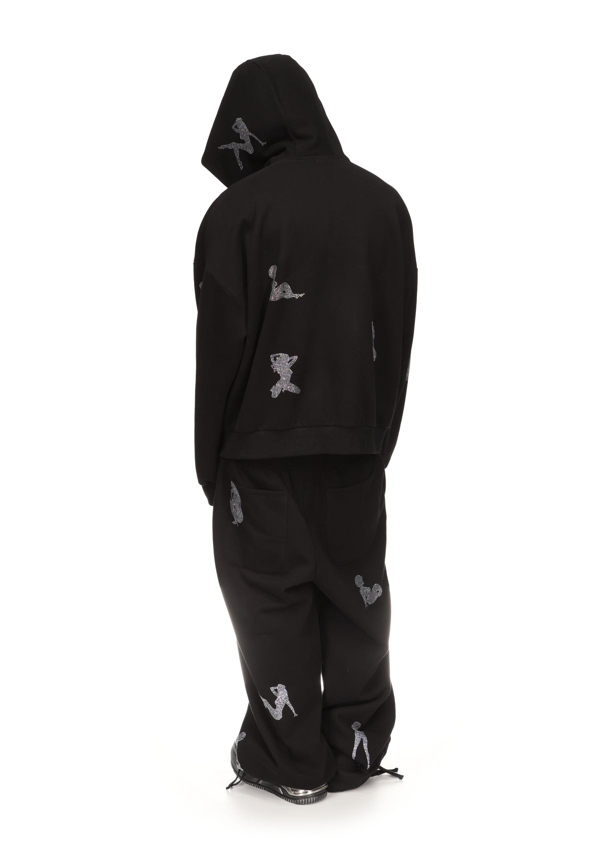 UNREALISTIC IDEALS RHINESTONE ZIP HOODIE BLACK