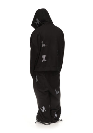UNREALISTIC IDEALS RHINESTONE ZIP HOODIE BLACK