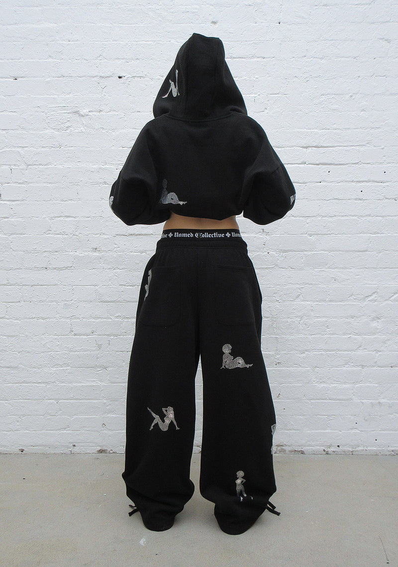 UNREALISTIC IDEALS RHINESTONE ZIP HOODIE BLACK