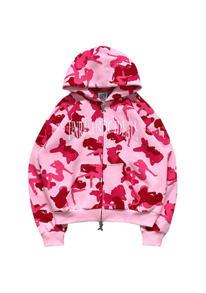 UNREALISTIC IDEALS CAMO ZIP HOODIE CANDY