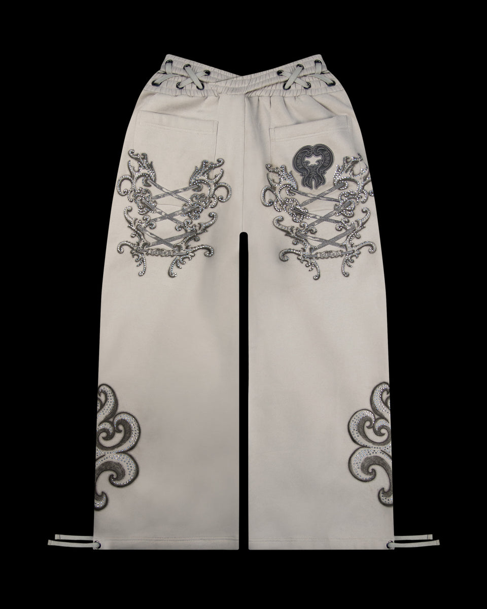 VENDETTA LACE UP OVERSIZED SWEATPANTS BONE