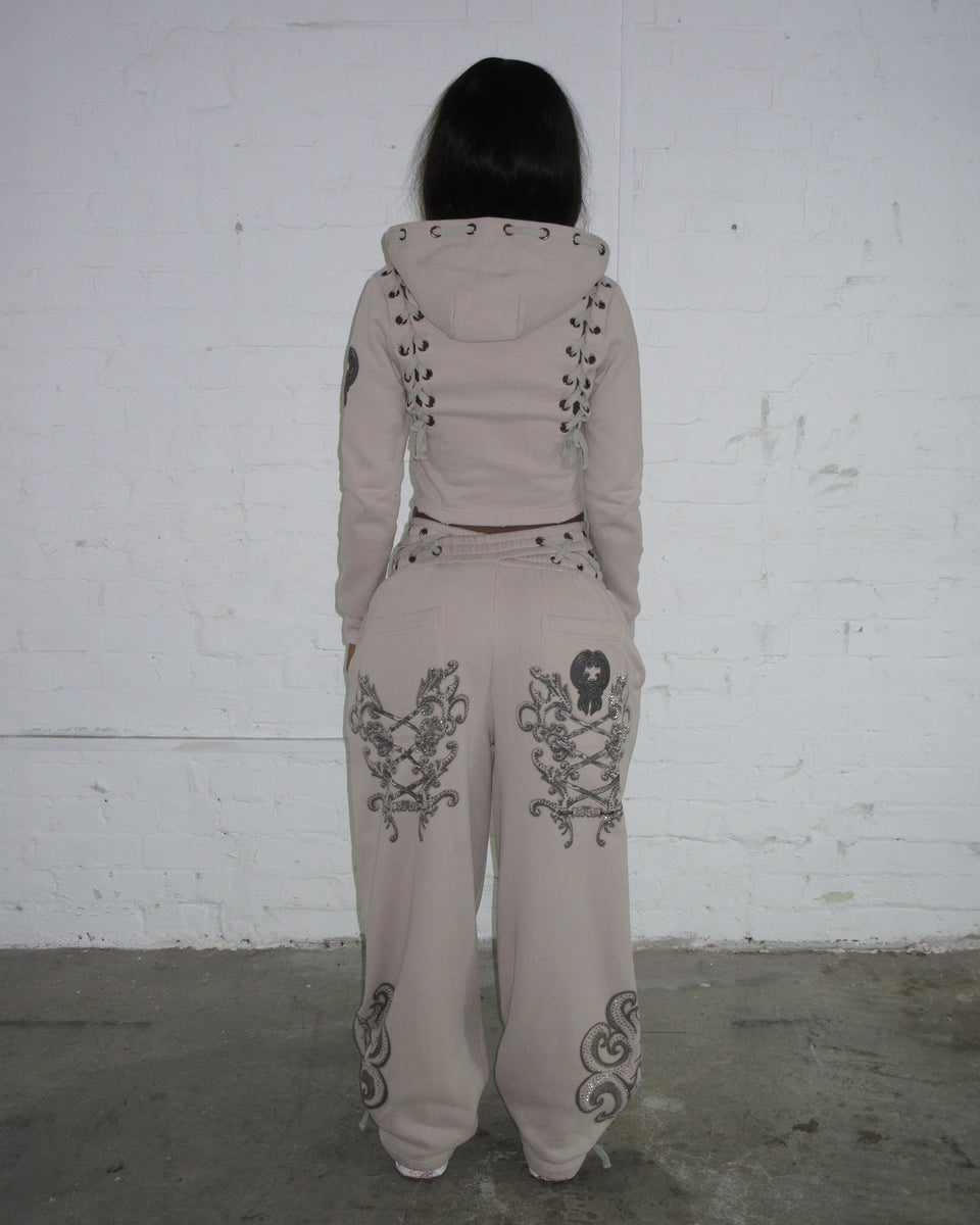 VENDETTA LACE UP OVERSIZED SWEATPANTS BONE