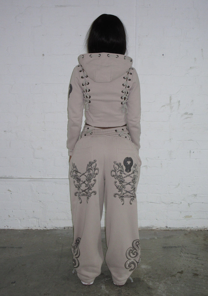 VENDETTA LACE UP OVERSIZED SWEATPANTS BONE